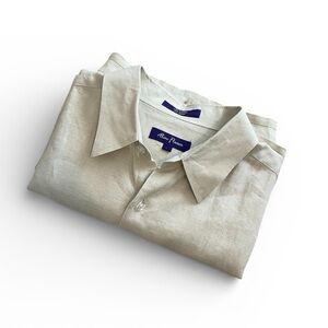 Alan Flusser 100% Linen Men’s Short Sleeve Button Down Shirt - Sz L